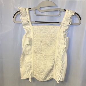 White Lace Trimmed Juniors Top